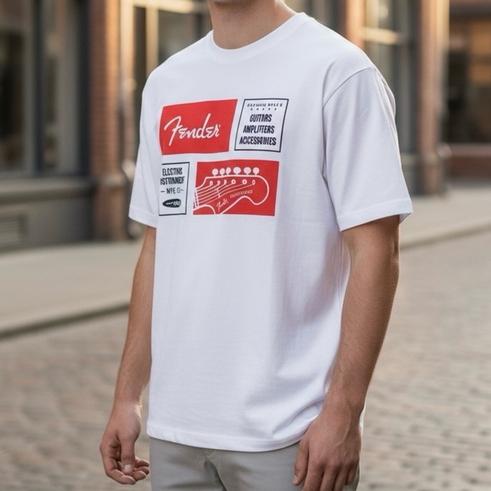 Fender Guitar 1946 Box Tee Shirt Size Medium White Brand New With Tags